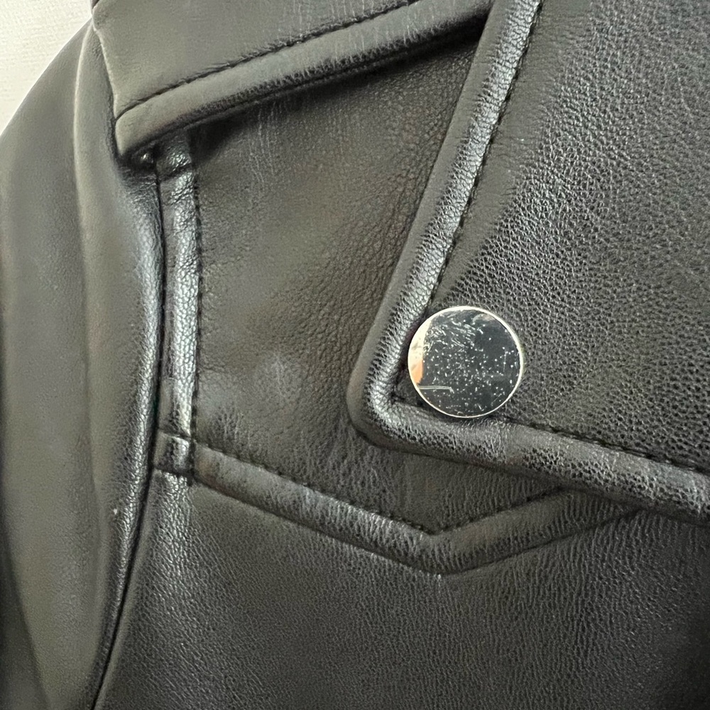 ZARA Black Faux Leather Motto Jacket - Picture 2 of 5